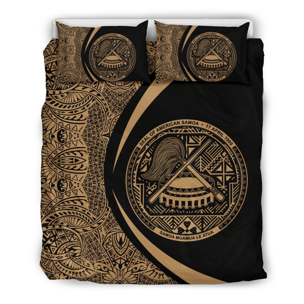 American Samoa Coat Of Arms Polynesian Bedding Set - Circle Style 07 - Vibe Hoodie Shop