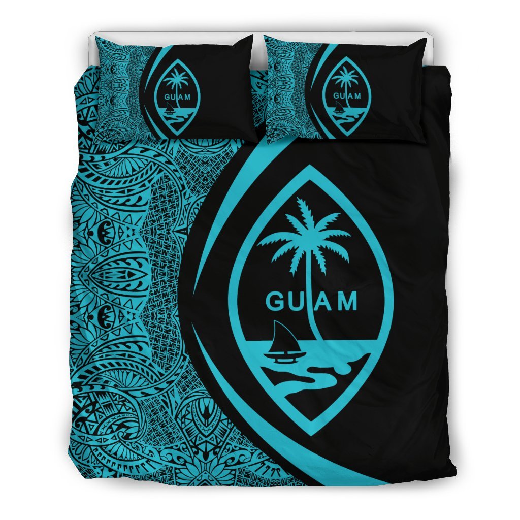 Guam Coat Of Arms Polynesian Bedding Set - Circle Style 02 - Vibe Hoodie Shop