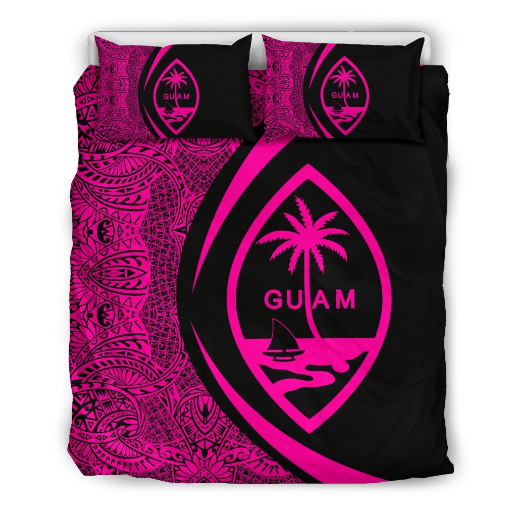 Guam Coat Of Arms Polynesian Bedding Set - Circle Style 07 - Vibe Hoodie Shop