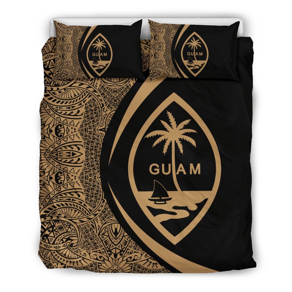 Guam Coat Of Arms Polynesian Bedding Set - Circle Style 08 - Vibe Hoodie Shop