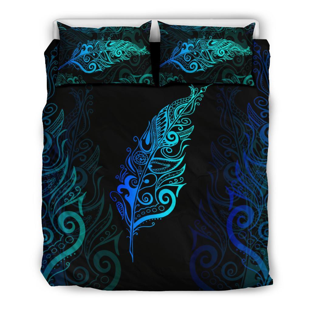Light Silver Fern New Zealand Bedding Set - Blue - Vibe Hoodie Shop