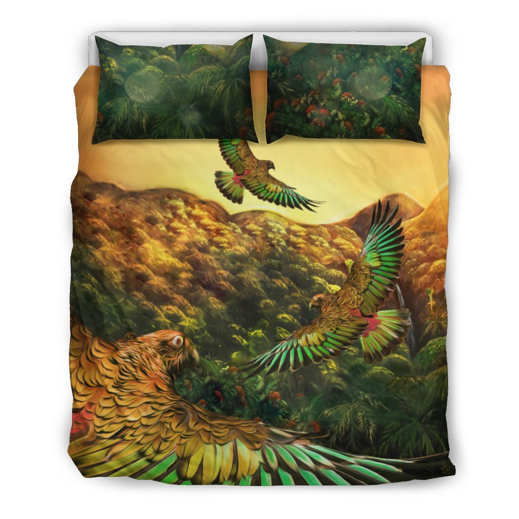 New Zealand Bedding Set, Kea Bird Duvet Cover And Pillow Case - Vibe Hoodie Shop