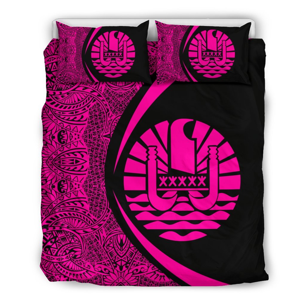 French Polynesia Coat Of Arms Polynesian Bedding Set - Circle Style 01 - Vibe Hoodie Shop
