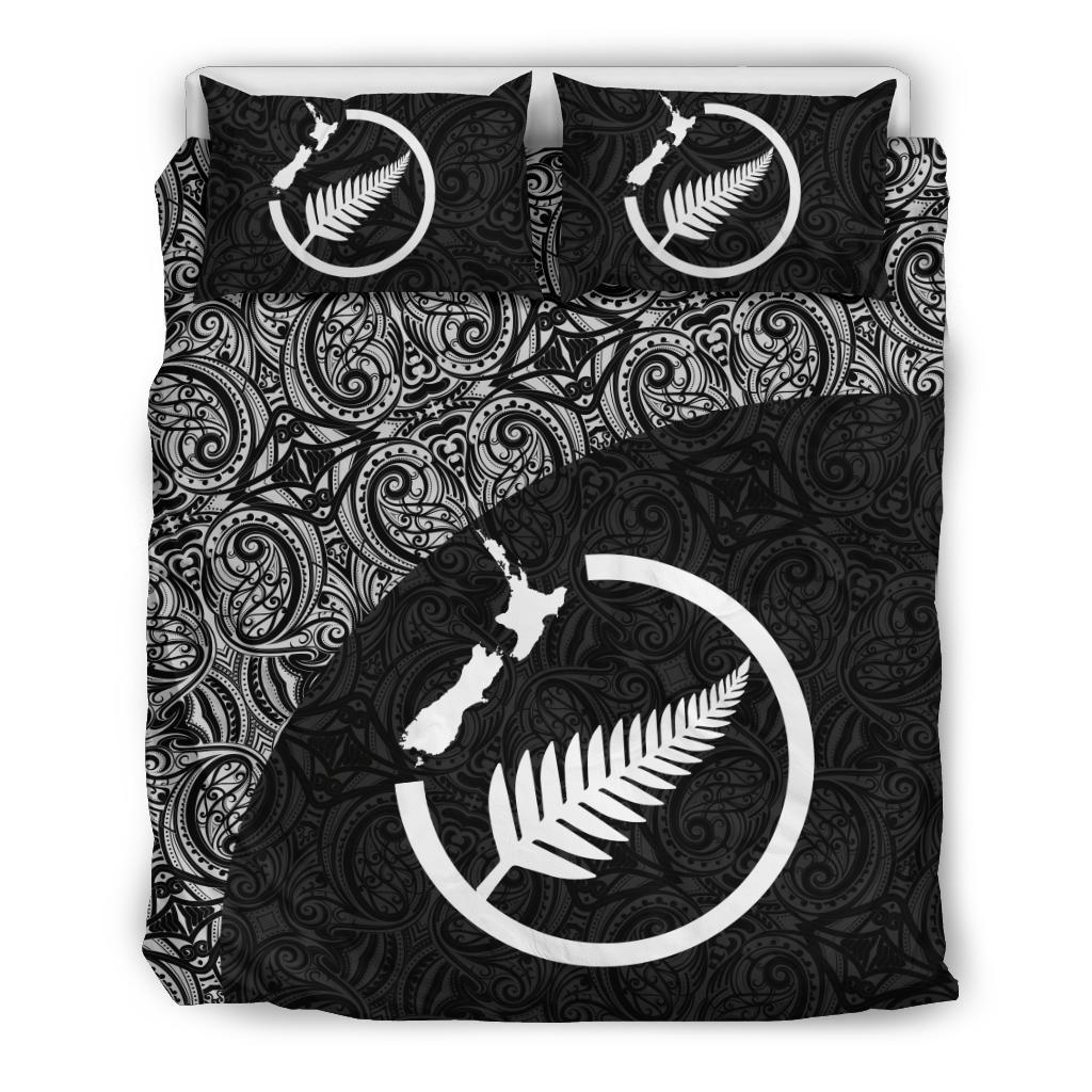 New Zealand Bedding Set Map Silver Fern - Vibe Hoodie Shop