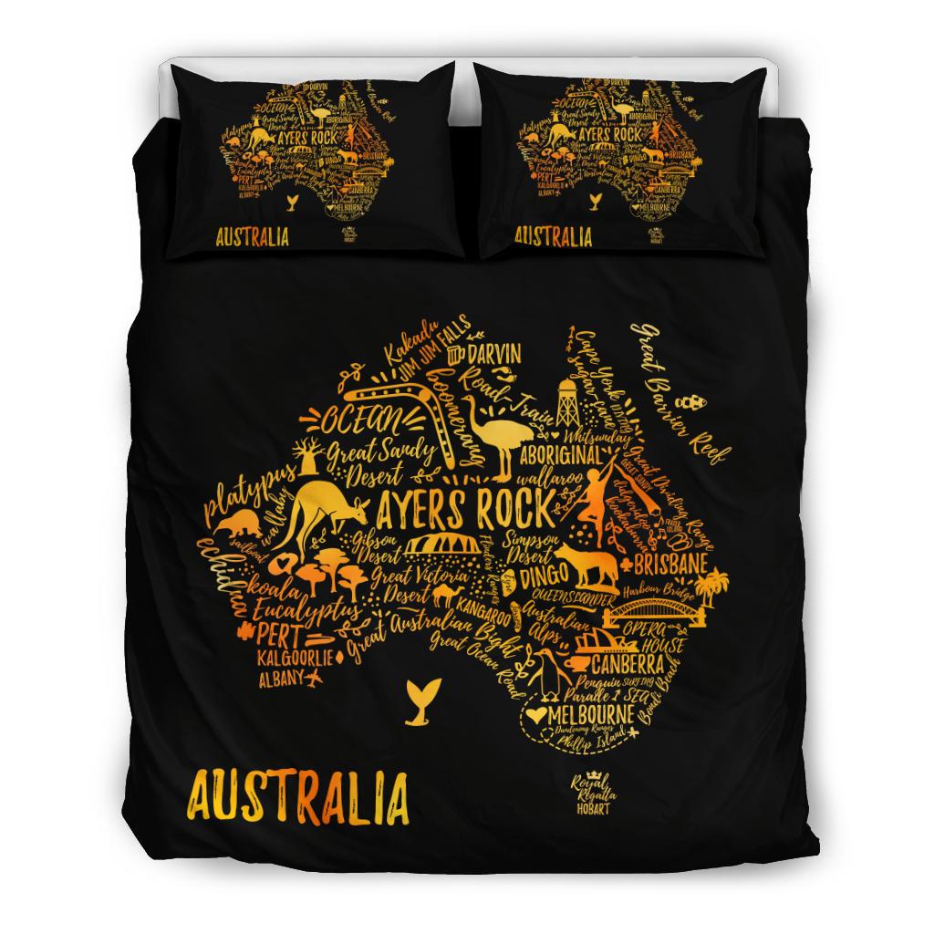 Bedding Sets - Australia Map Bed Travel Map Ayers Rock Sets - Vibe Hoodie Shop