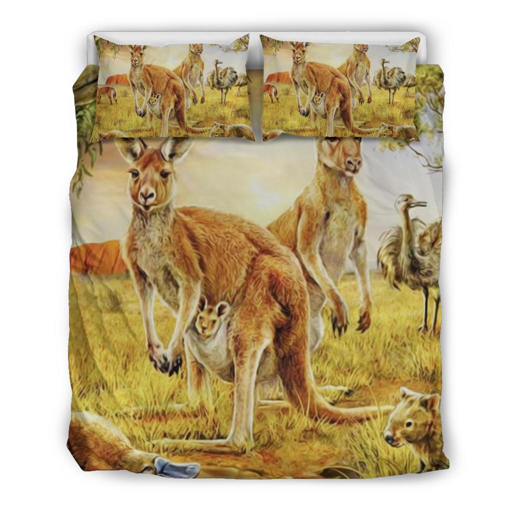 Bedding Sets - Kangaroo Bed Family In Uluru Landscape Art Sets - Vibe Hoodie Shop