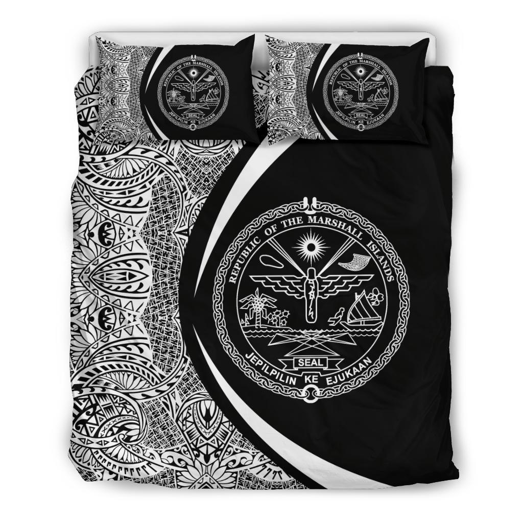 Marshall Islands Coat Of Arms Polynesian Bedding Set - Circle Style 01 - Vibe Hoodie Shop