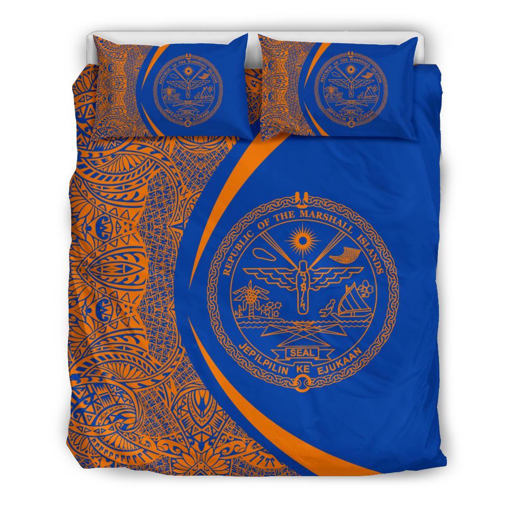 Marshall Islands Coat Of Arms Polynesian Bedding Set - Circle Style 03 - Vibe Hoodie Shop