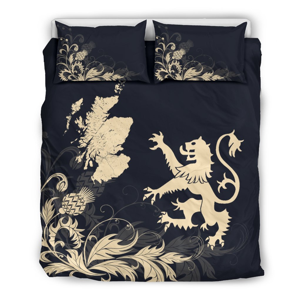 Scotland Lion Map Thistle Bedding Set - Vibe Hoodie Shop