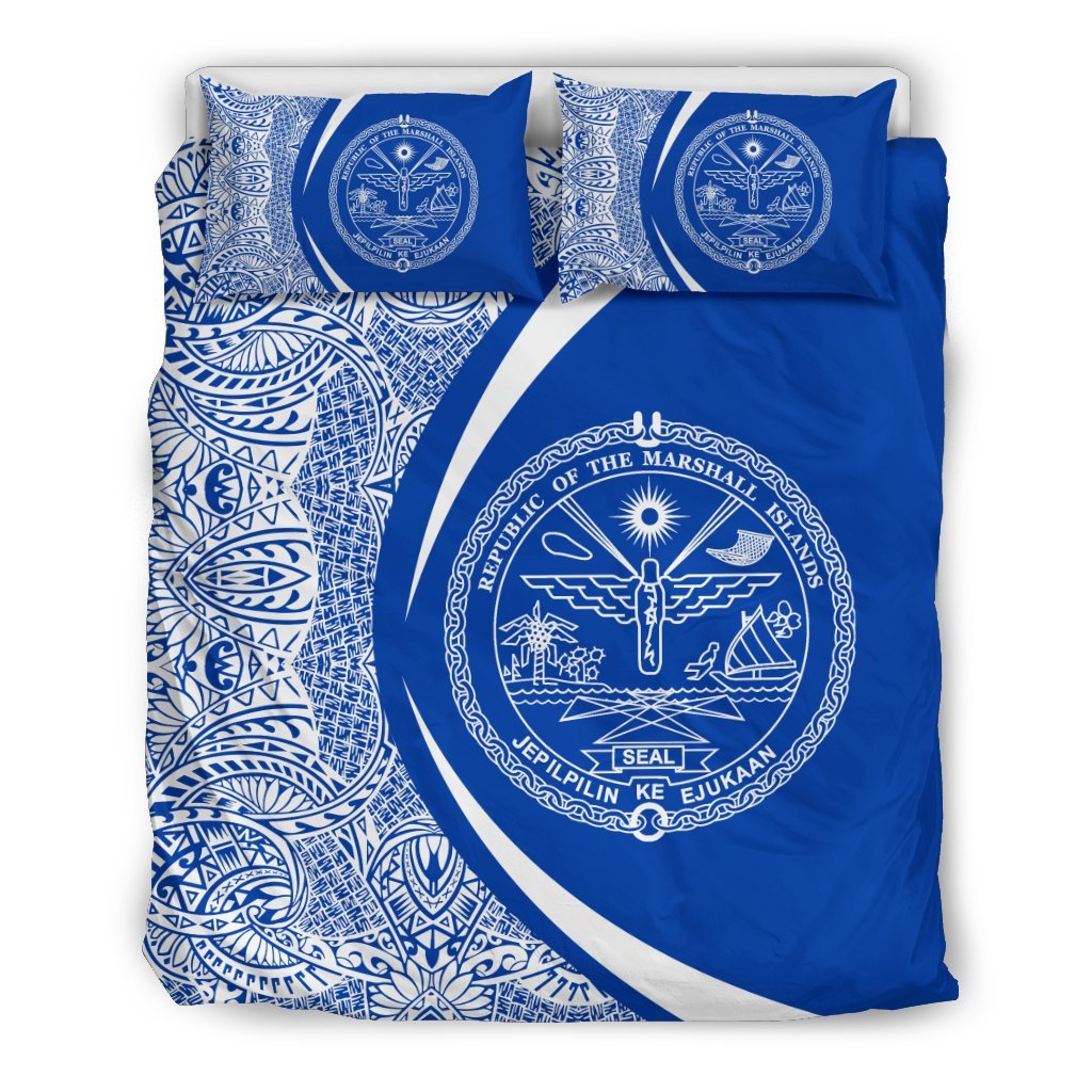 Marshall Islands Coat Of Arms Polynesian Bedding Set - Circle Style 05 - Vibe Hoodie Shop