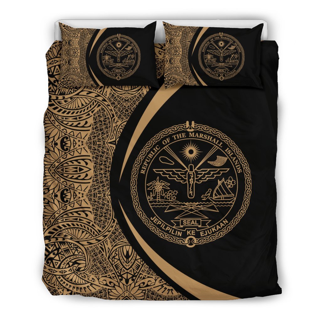 Marshall Islands Coat Of Arms Polynesian Bedding Set - Circle Style 06 - Vibe Hoodie Shop