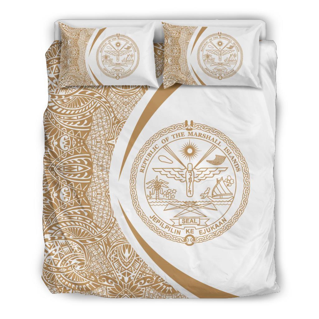 Marshall Islands Coat Of Arms Polynesian Bedding Set - Circle Style 08 - Vibe Hoodie Shop