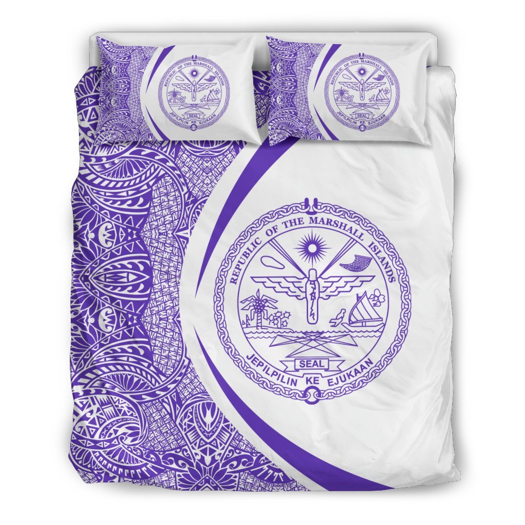 Marshall Islands Coat Of Arms Polynesian Bedding Set - Circle Style 09 - Vibe Hoodie Shop