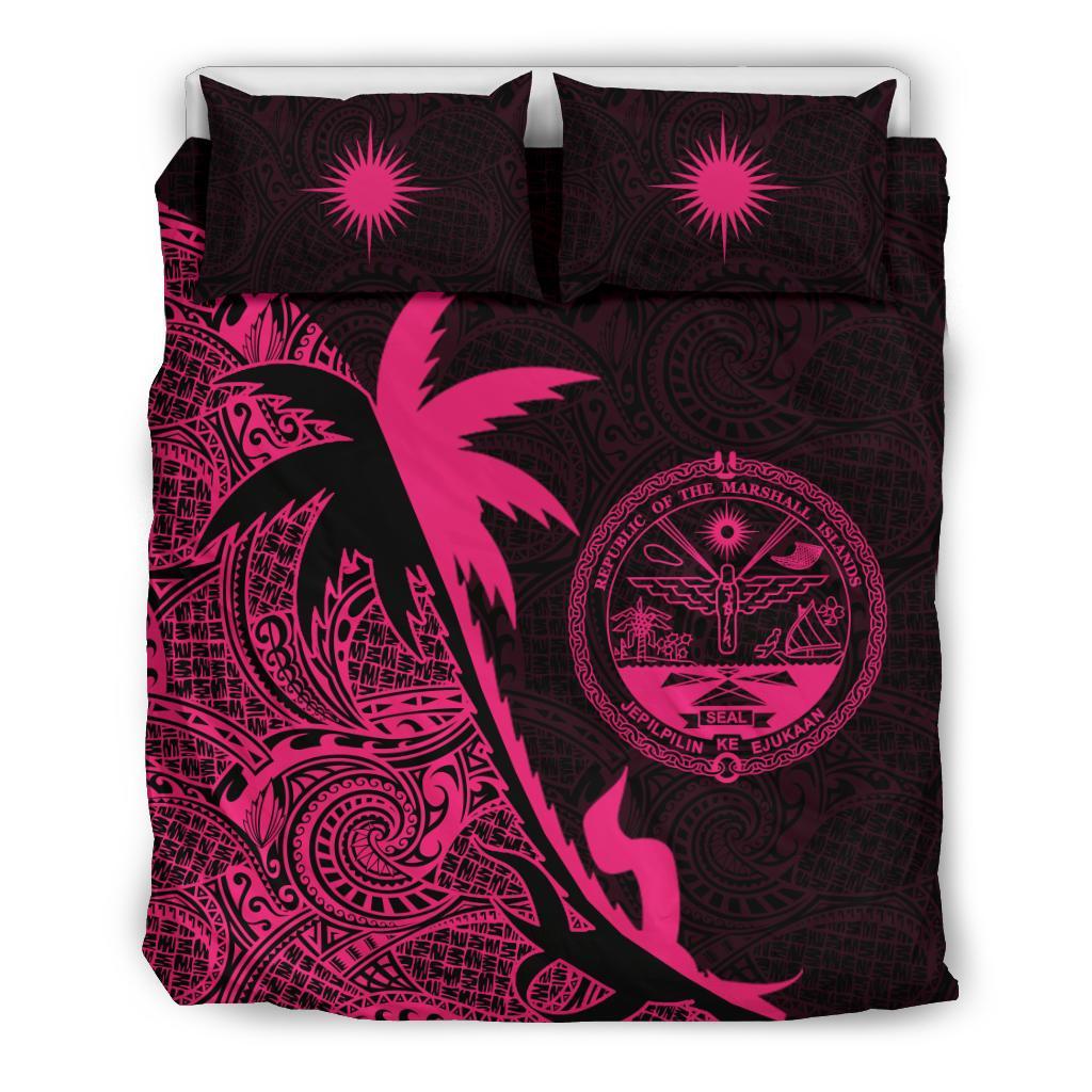 Marshall Islands Coconut Tree Bedding Set Pink - Vibe Hoodie Shop