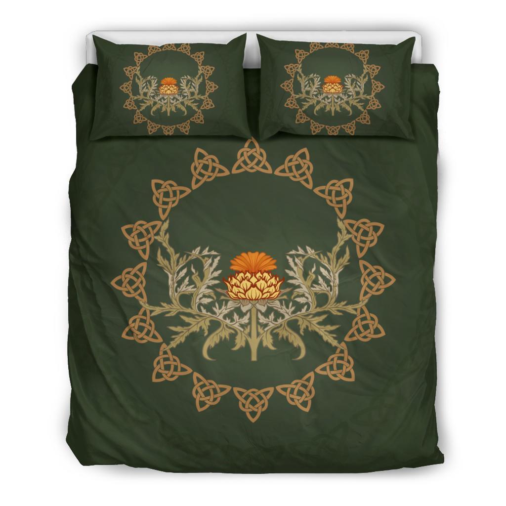 Scotland Bedding Set Thistle Flowers And Celtic Knots 02 - Vibe Hoodie Shop