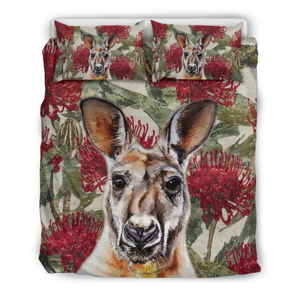 Bedding Sets - Kangaroo Bed Waratah Drawing Painting Sets - Vibe Hoodie Shop