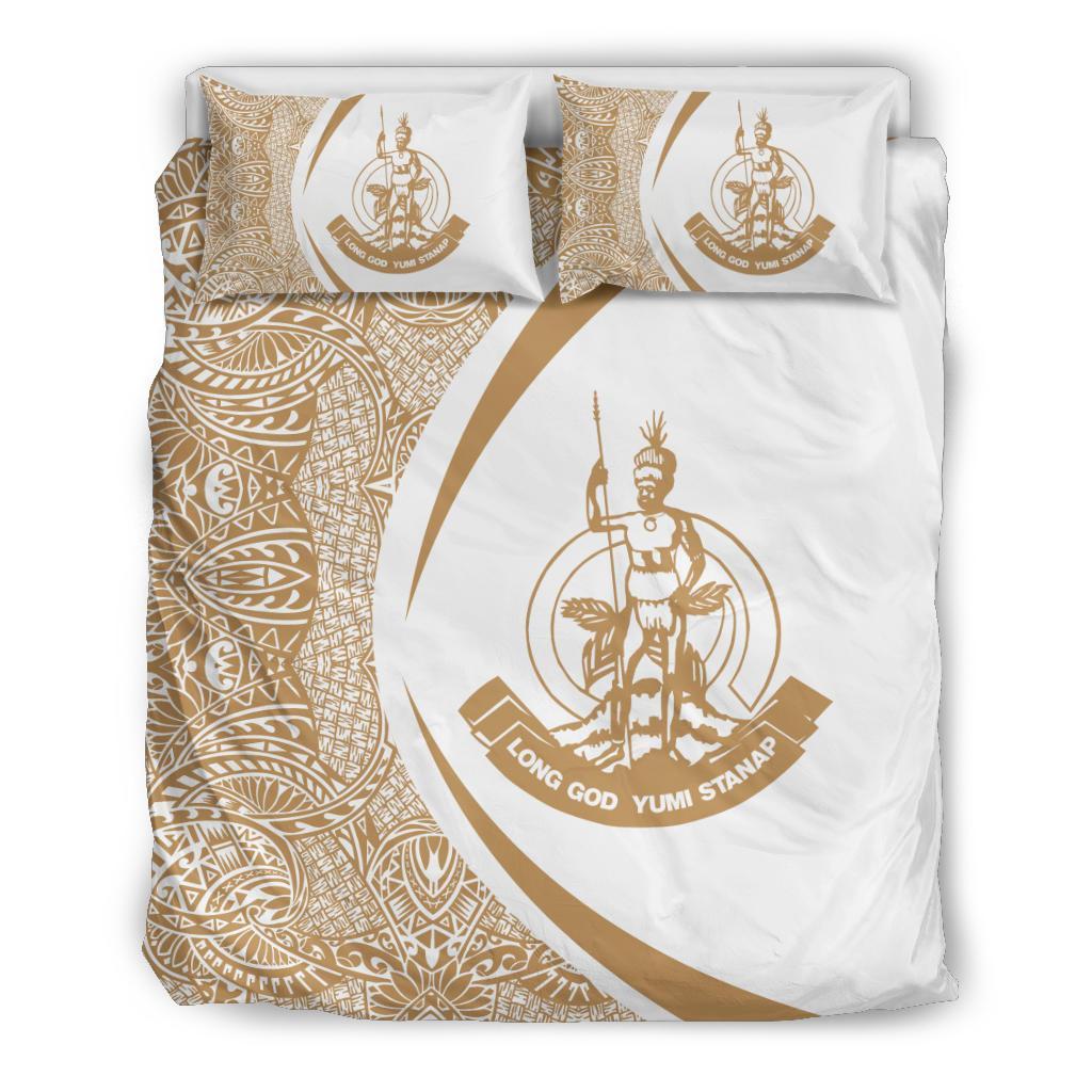 Vanuatu Coat Of Arms Polynesian Bedding Set - Circle Style 01 - Vibe Hoodie Shop