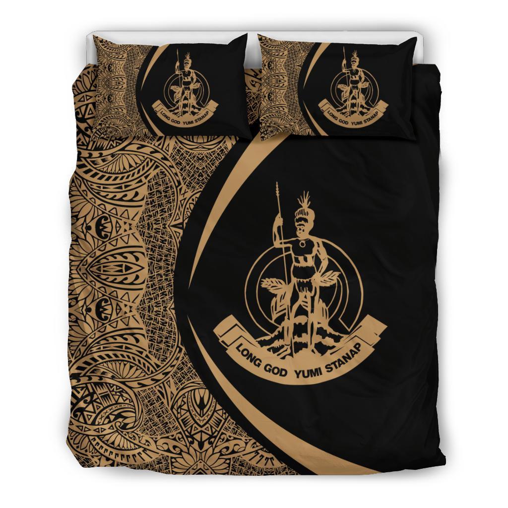 Vanuatu Coat Of Arms Polynesian Bedding Set - Circle Style 02 - Vibe Hoodie Shop