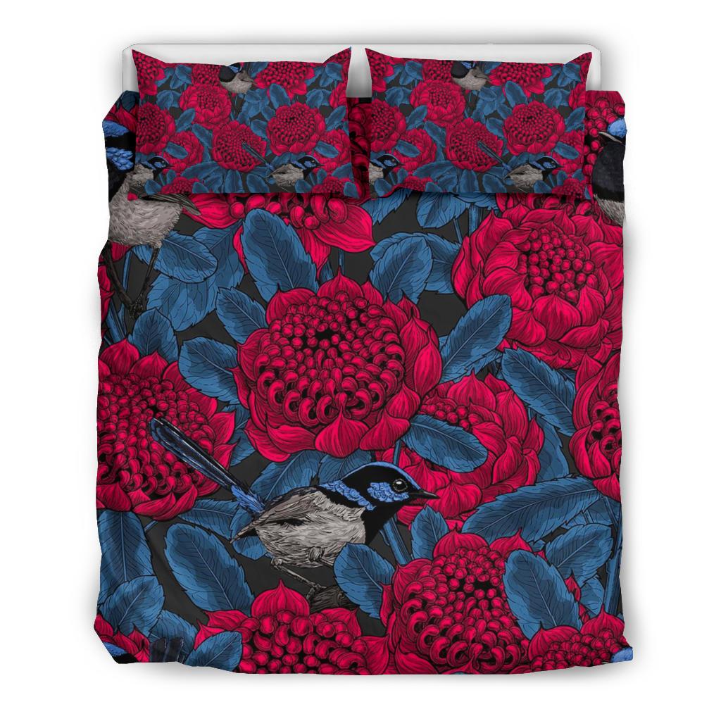 Bedding Sets - Kookaburra Bed Waratah Drawing Painting Sets - Vibe Hoodie Shop