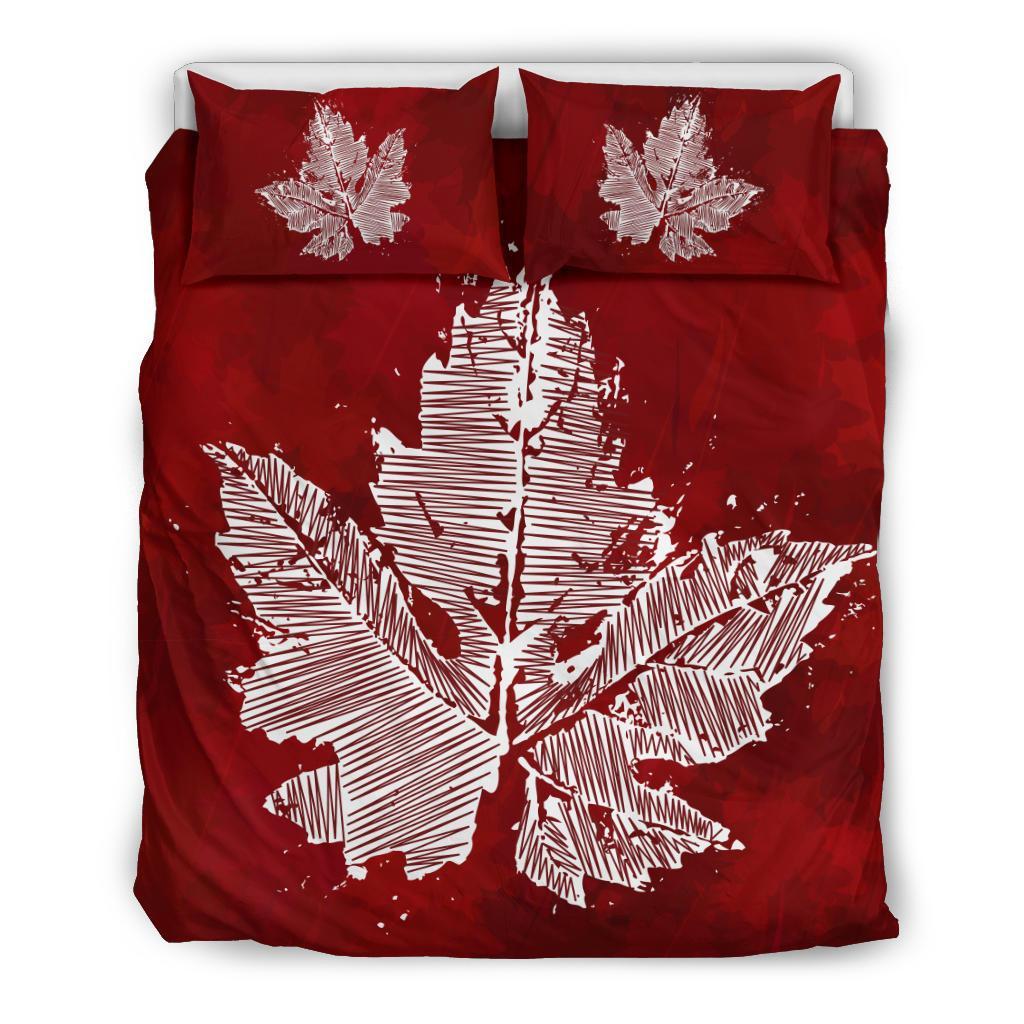 Canada Bedding Set - Grunge Maple Leaf Duvet Cover - Vibe Hoodie Shop