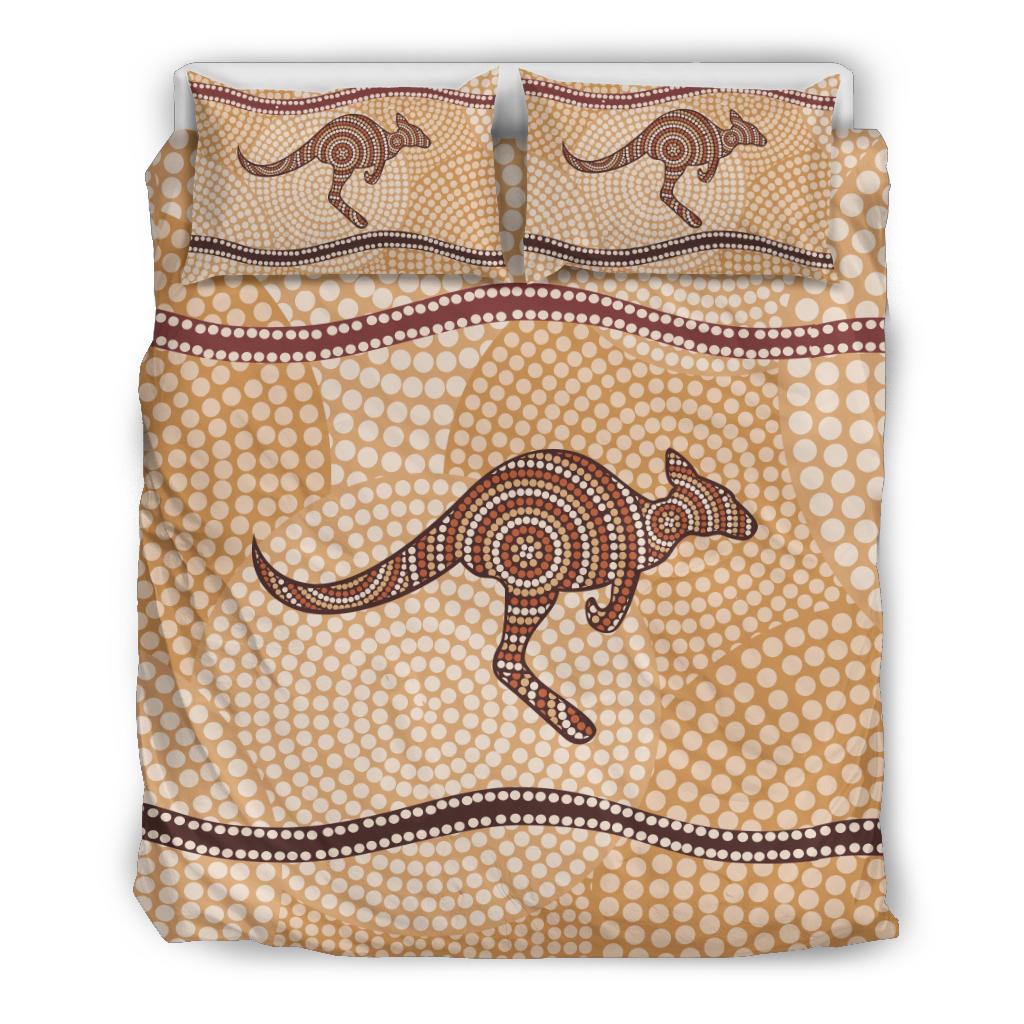 Aboriginal Bedding Sets, Kangaroo Dot Painting Circle Art - Vibe Hoodie Shop