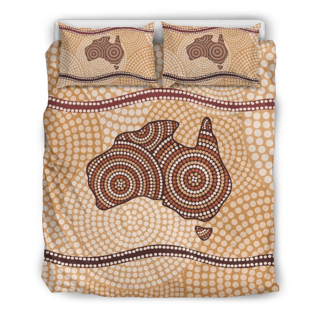 Aboriginal Bedding Sets, Australia Map Dot Painting - Vibe Hoodie Shop