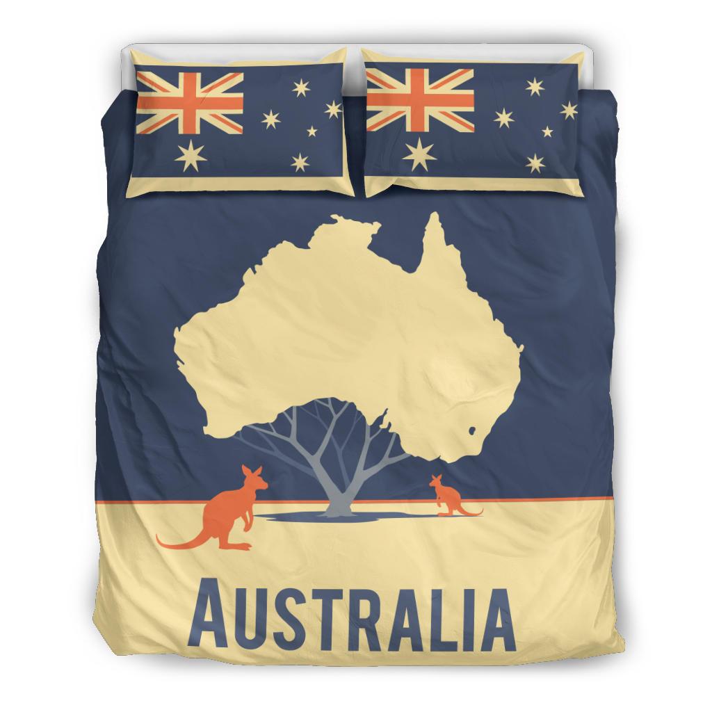 Bedding Sets - Australia Map Bed Kangaroo Aus Flag Sets - Vibe Hoodie Shop