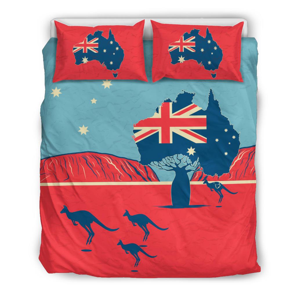 Bedding Sets - Kangaroo Bed Boab Aus Flag Uluru Sets - Vibe Hoodie Shop