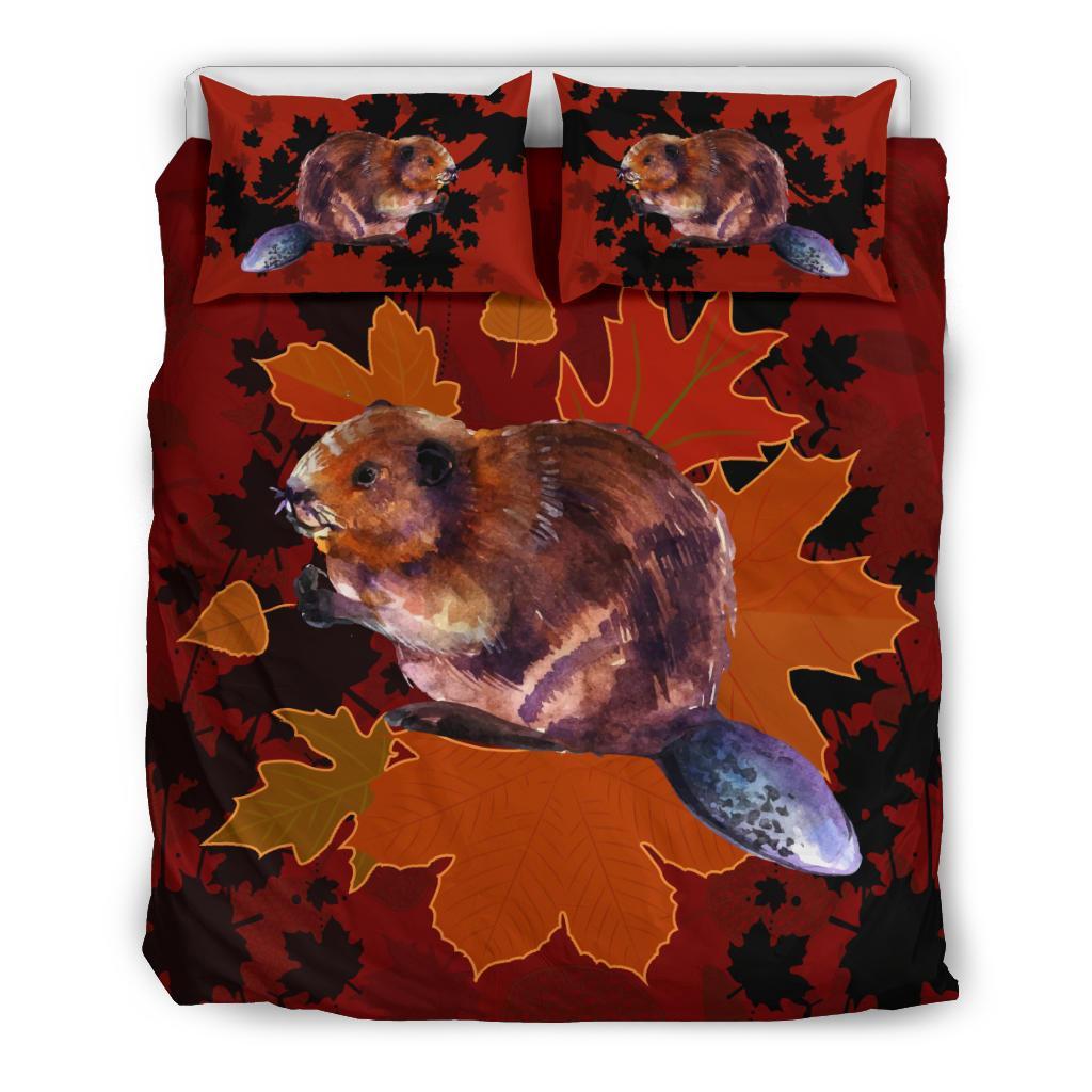 Beaver With Maple Canada Bedding Set - Vibe Hoodie Shop