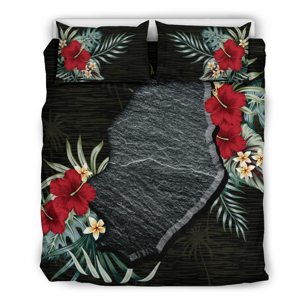 Niue Hibiscus Map Bedding Set - Vibe Hoodie Shop