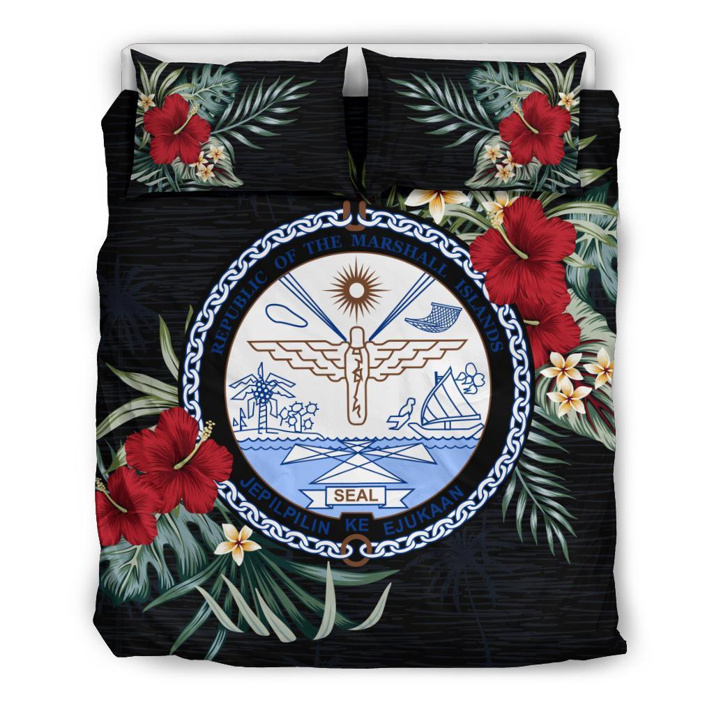 Marshall Islands Hibiscus Coat Of Arms Bedding Set - Vibe Hoodie Shop