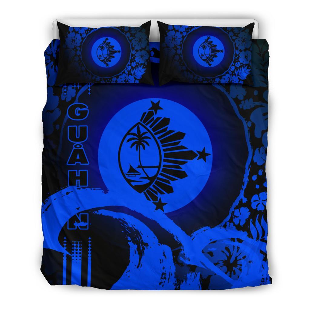 Guam Bedding Set - Hibiscus And Wave Blue - Vibe Hoodie Shop