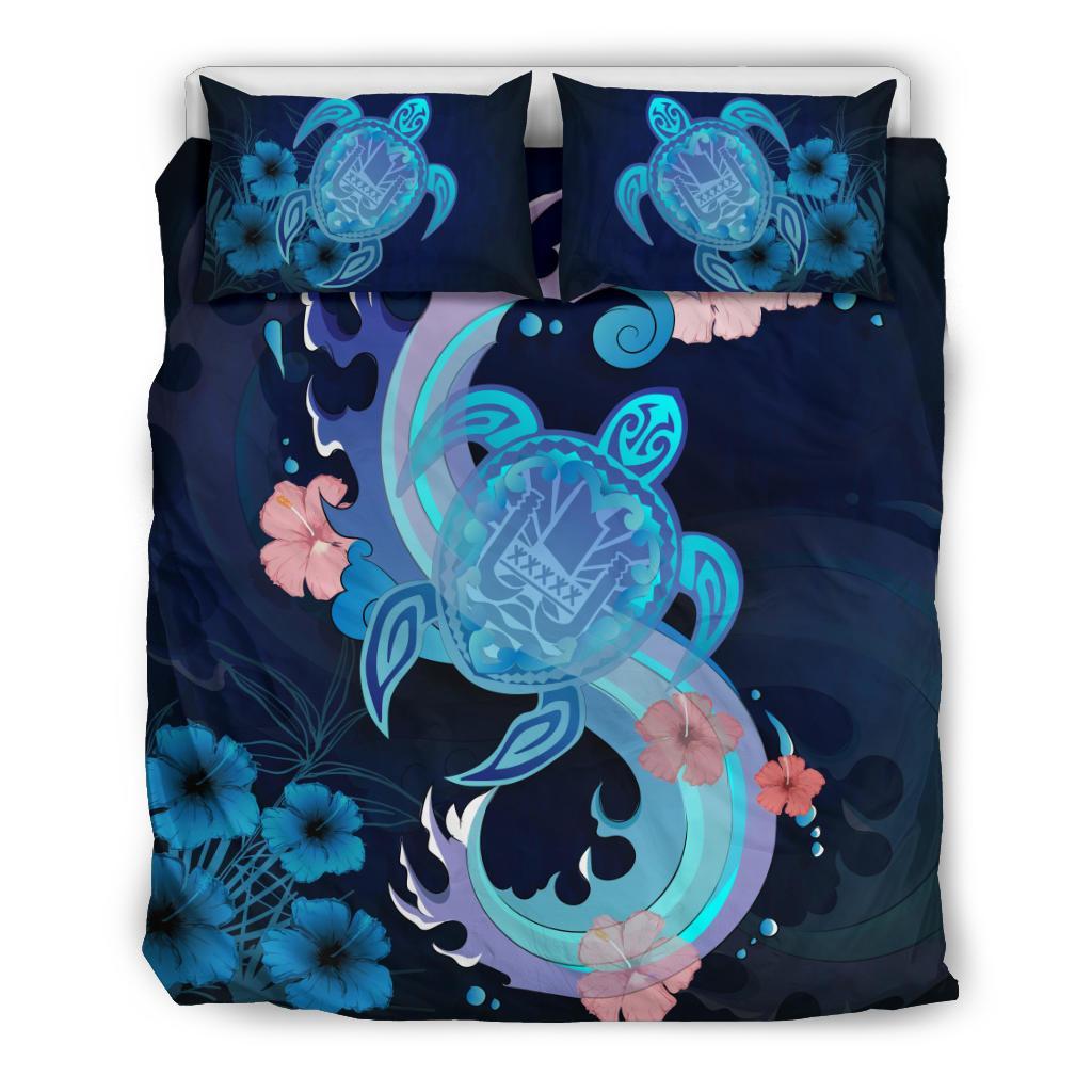 Tahiti Blue Turtle Hibiscus Bedding Set - Vibe Hoodie Shop