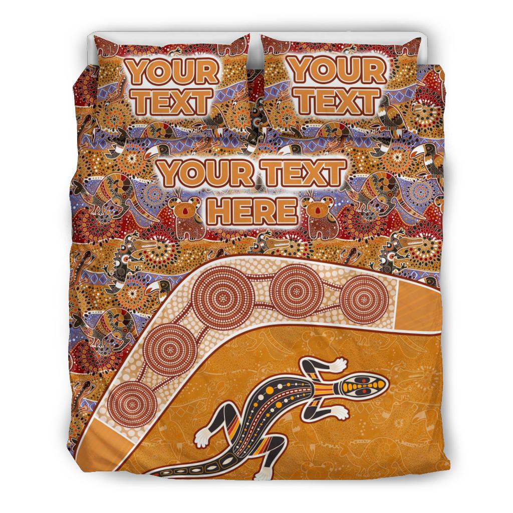 Aboriginal Bedding Sets, Lizard Patterns Boomerang Crocodile Kangaroo Custom - Vibe Hoodie Shop