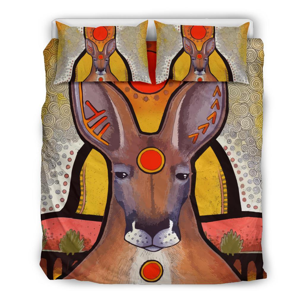 Kangaroo Bedding Sets, Aboriginal Patterns Sun Drawing Painting - Vibe Hoodie Shop