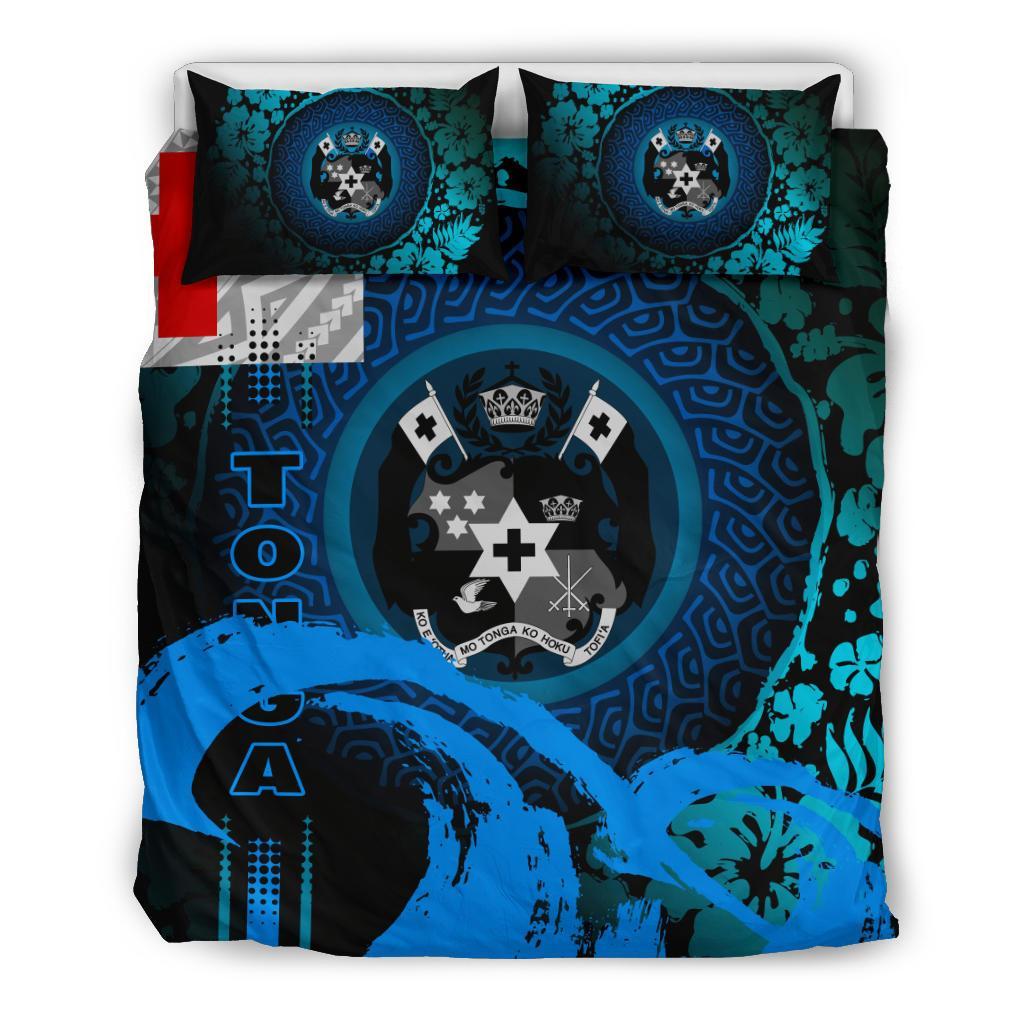 Tonga Bedding Set - Hibiscus And Wave Light Blue - Vibe Hoodie Shop