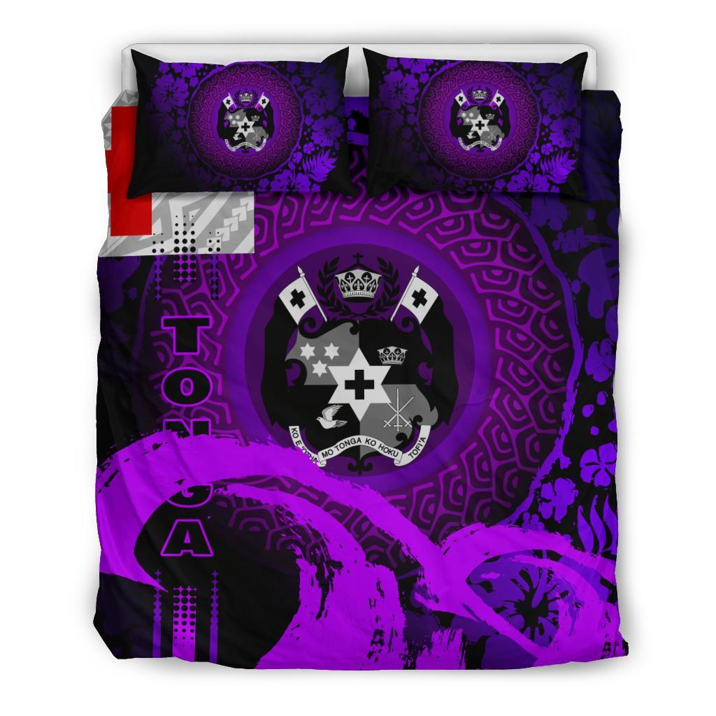 Tonga Bedding Set - Hibiscus And Wave Purple - Vibe Hoodie Shop