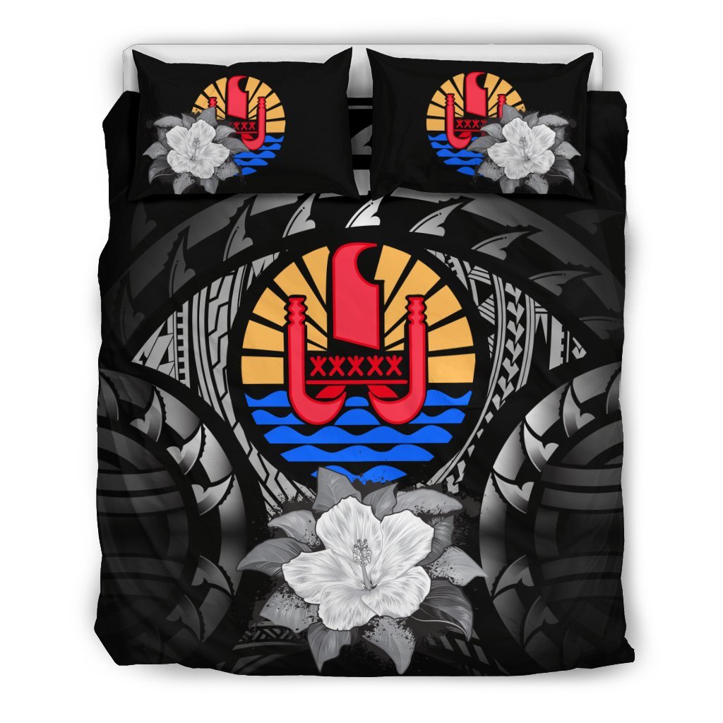 Tahiti Gray Hibiscus Bedding Set - Vibe Hoodie Shop