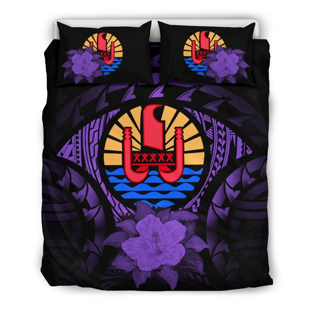 Tahiti Purple Hibiscus Bedding Set - Vibe Hoodie Shop