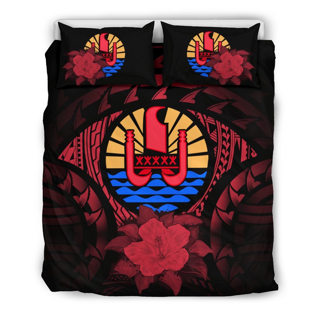 Tahiti Red Hibiscus Bedding Set - Vibe Hoodie Shop