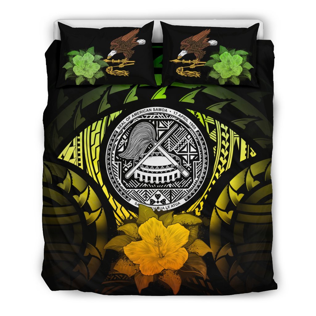 American Samoa Reggae Hibiscus Bedding Set - Vibe Hoodie Shop