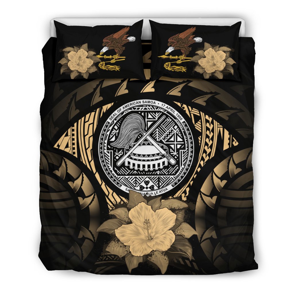 American Samoa Gold Hibiscus Bedding Set - Vibe Hoodie Shop