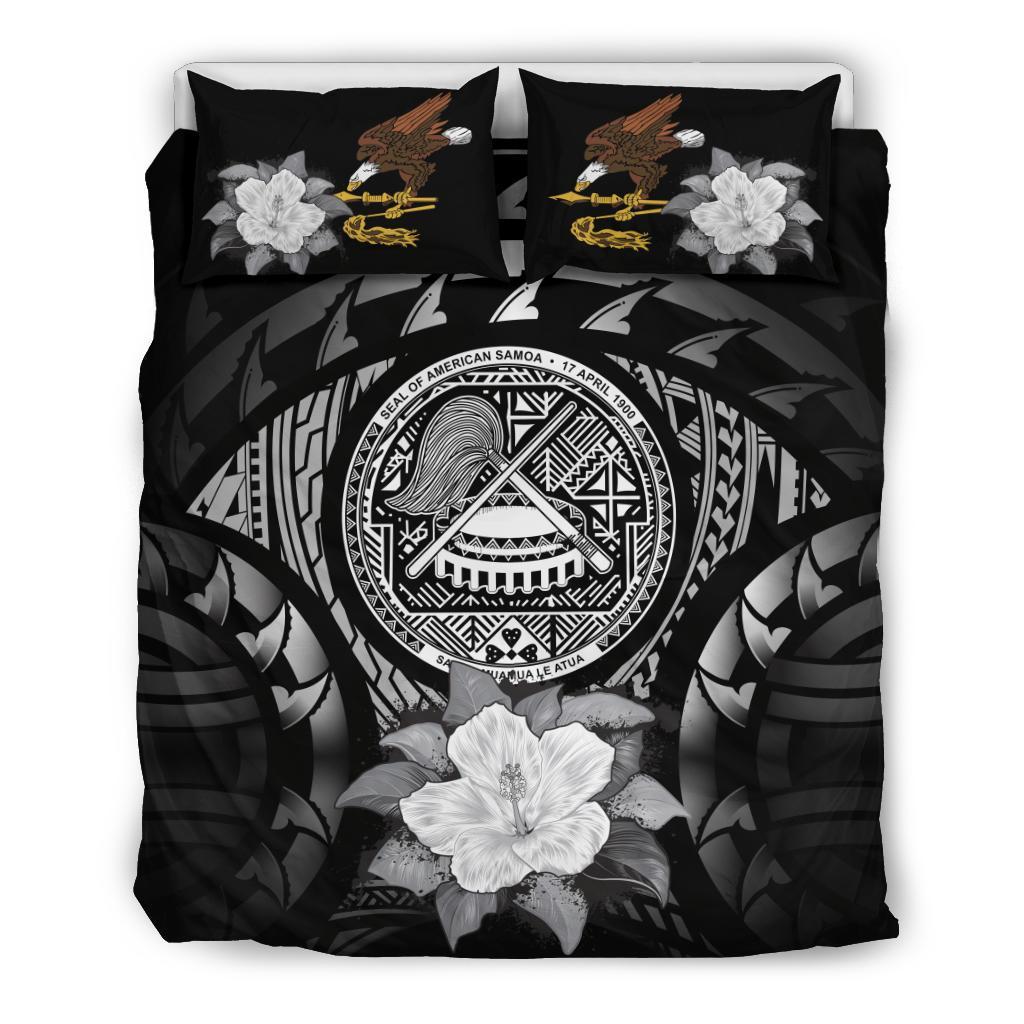 American Samoa Gray Hibiscus Bedding Set - Vibe Hoodie Shop