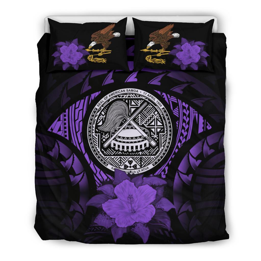 American Samoa Purple Hibiscus Bedding Set - Vibe Hoodie Shop