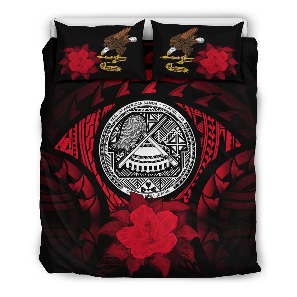 American Samoa Red Hibiscus Bedding Set - Vibe Hoodie Shop