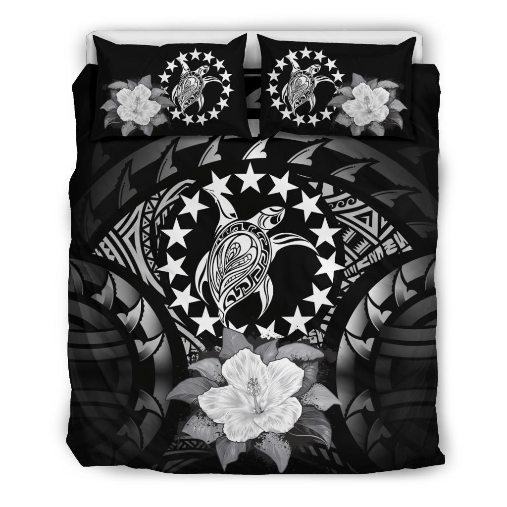 Cook Islands Gray Hibiscus Bedding Set - Vibe Hoodie Shop