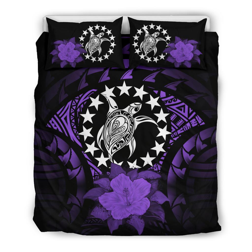 Cook Islands Purple Hibiscus Bedding Set - Vibe Hoodie Shop