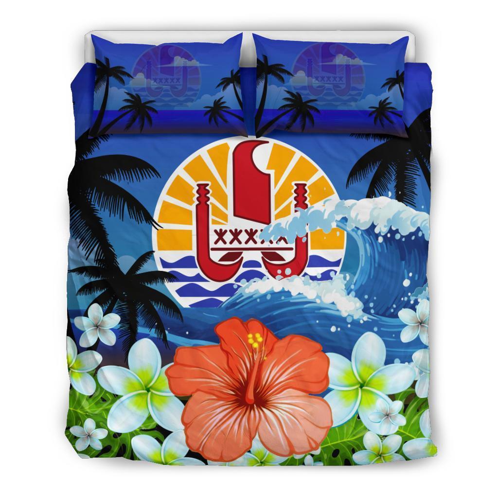 Tahiti Bedding Set Coat Of Arms Hibiscus - Vibe Hoodie Shop