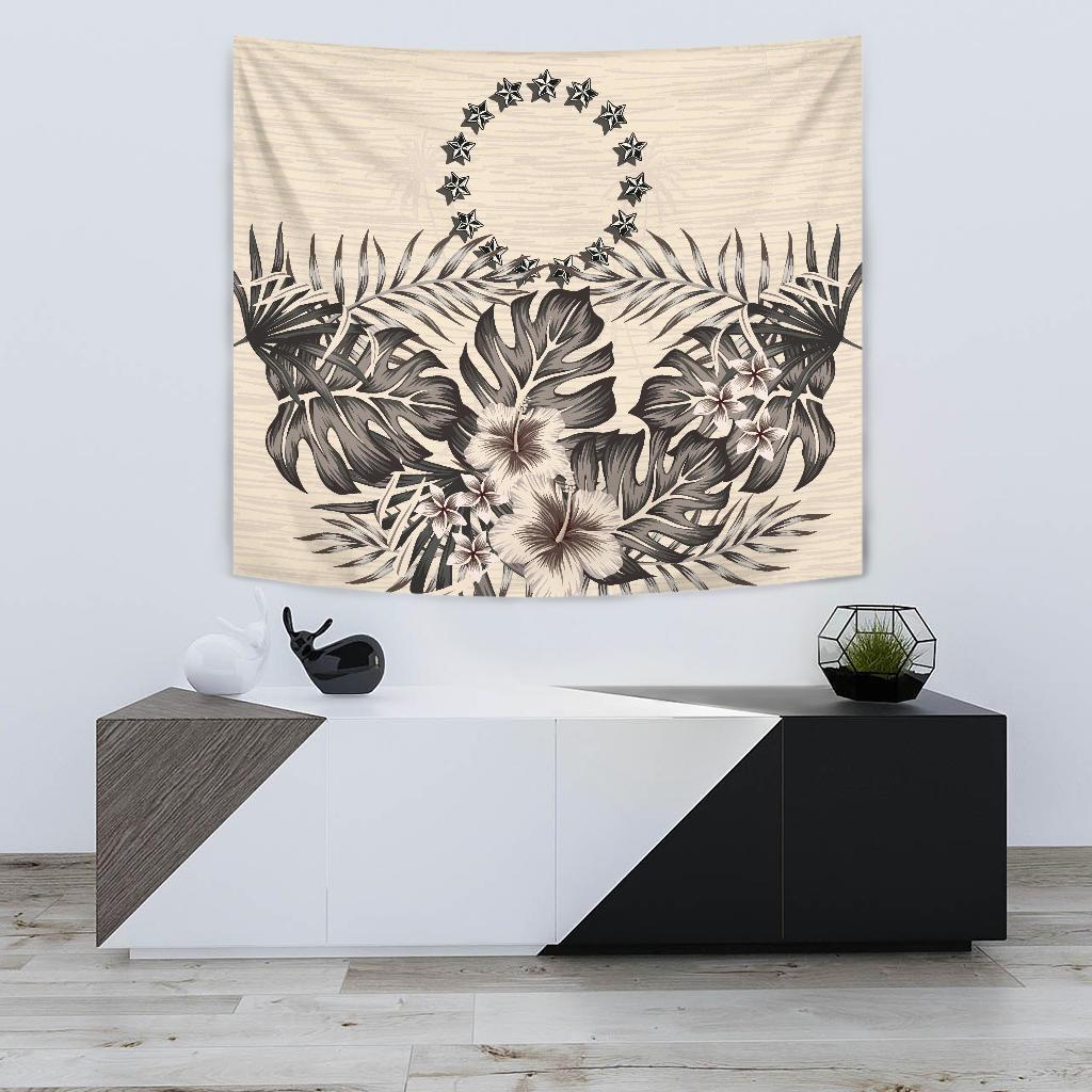 Cook Islands Tapestry - The Beige Hibiscus - Vibe Hoodie Shop