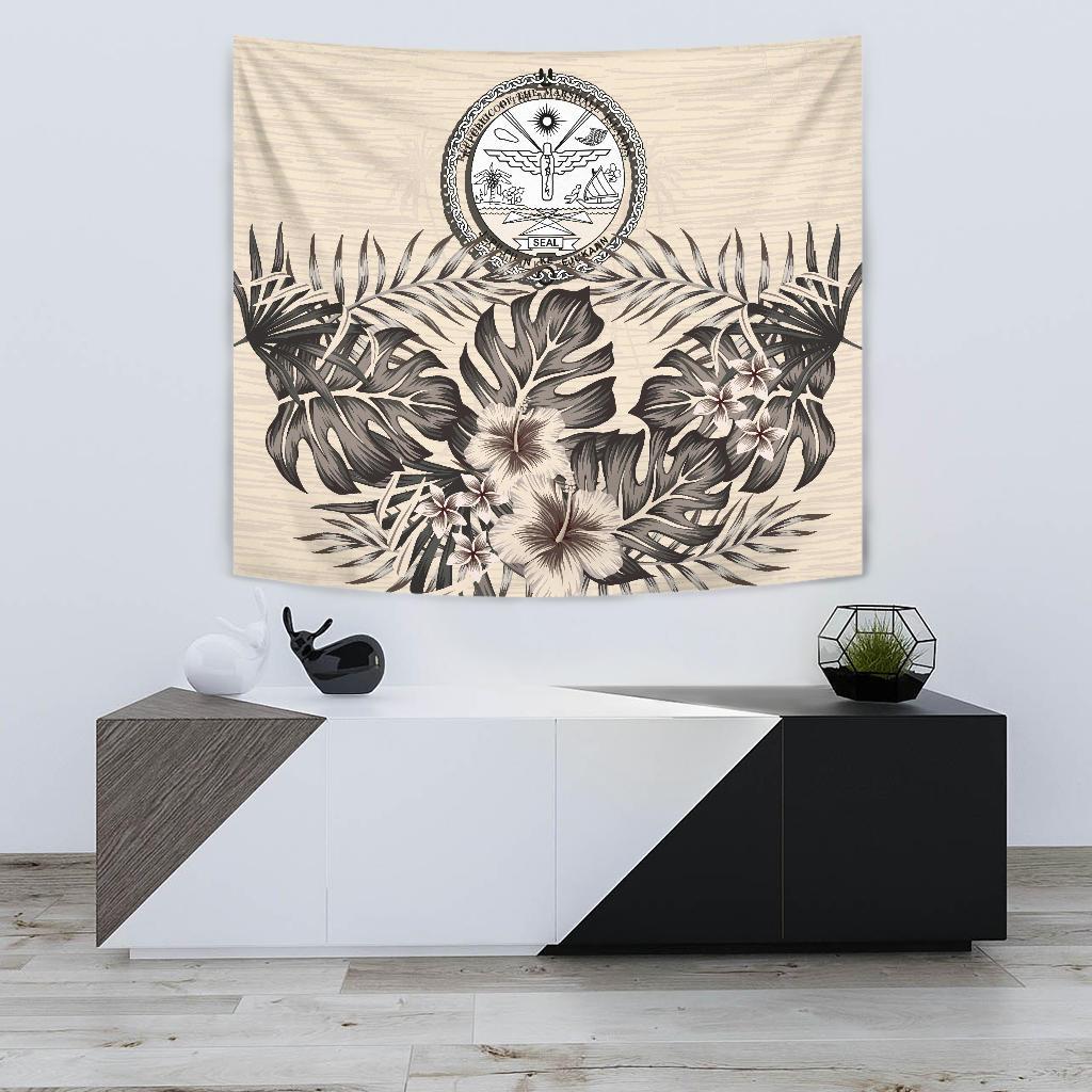 Marshall Islands Tapestry - The Beige Hibiscus - Vibe Hoodie Shop